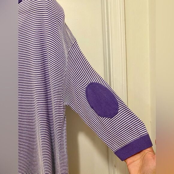 Talbots Striped Tunic Sweater Womens 3X Purple Elbow Pads Scoop neck Comfort - Picture 6 of 8